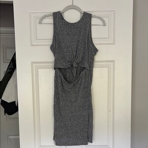 Gray Sleeveless Tie-Front Dress